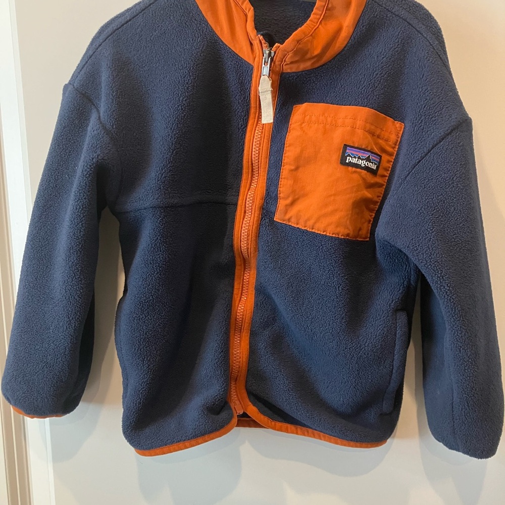 Patagonia Kids Navy and Orange Fleece Jacket